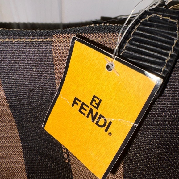 Fendi Brown and Black Striped pouch - with insert, chain and bag prot - Picture 5 of 11